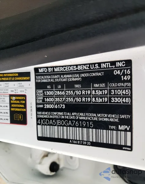 2016 Mercedes-Benz Gle 350 z USA, uszkodzony, nr VIN 4JGDA5JB0GA761915